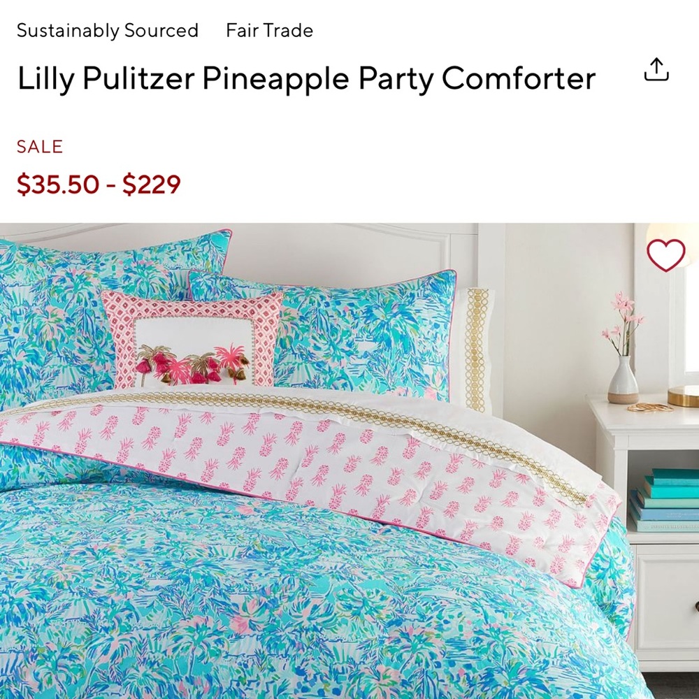 Pottery Barn Blue and Pink Comforter and shams - out of stock pattern
